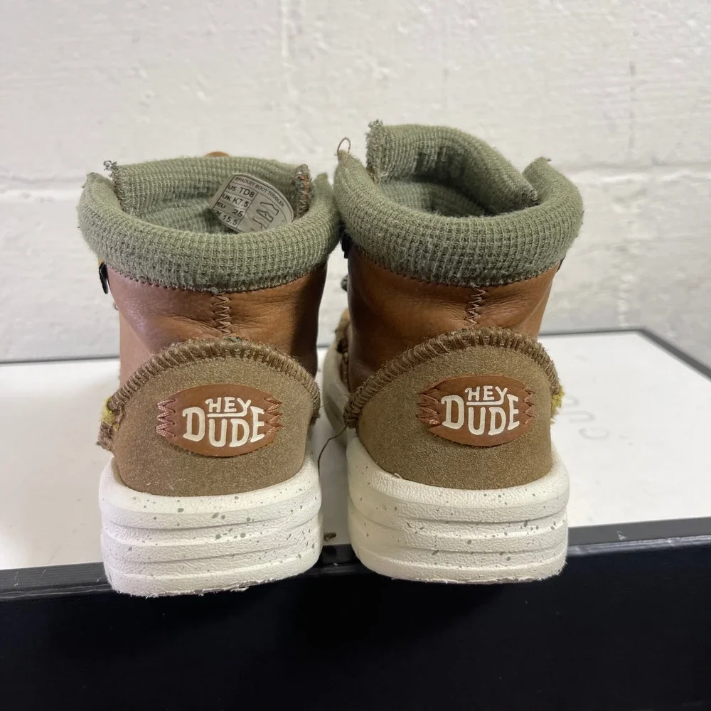Hey Dudes Toddler Bradley Classic Leather Boots‎ Walnut Brown Size TD8/25 EU